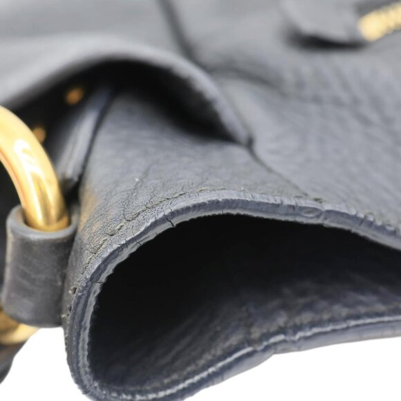 Prada  Vitello Daino Front Zip Leather Hobo Bag Black - Picture 11 of 16